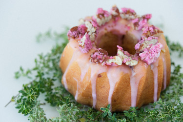 Custom Rose Cake in the shape of a doughnut