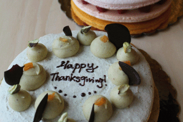 Pistachio and chestnut macaron cake for thanksgiving